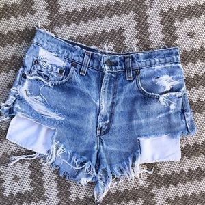Distressed High Waist Levi Shorts